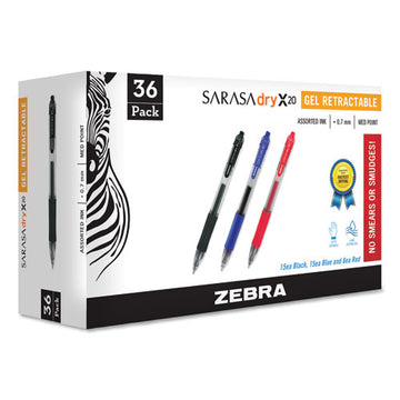 Zebra® Sarasa Dry Gel X20 Gel Pen, Retractable, Medium 0.7 Mm, Black Ink, Smoke Barrel, 36-pack freeshipping - TVN Wholesale